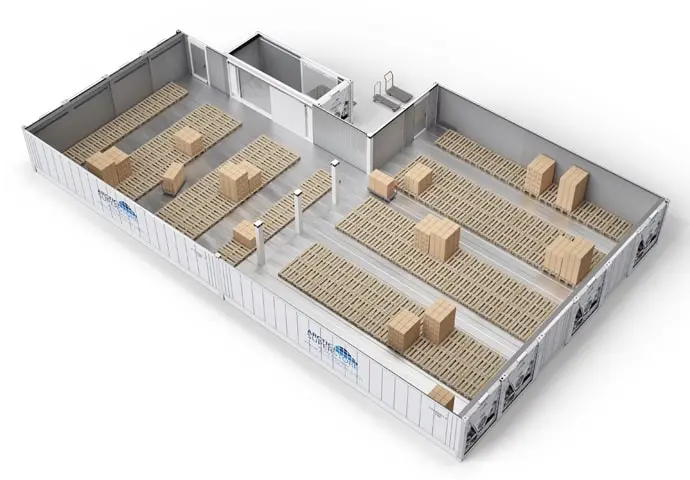 Arctic SuperStore mit Paletten und Verbindungsraum