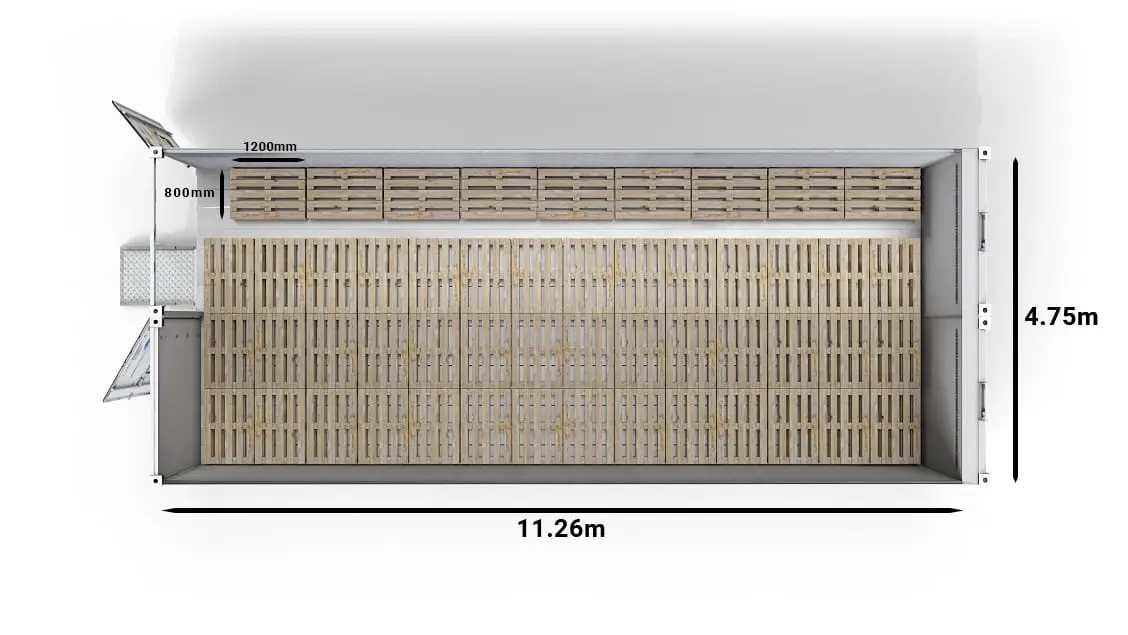 51 palettes Euro dans un Arctic SuperStore 40 pieds à 2 compartiments