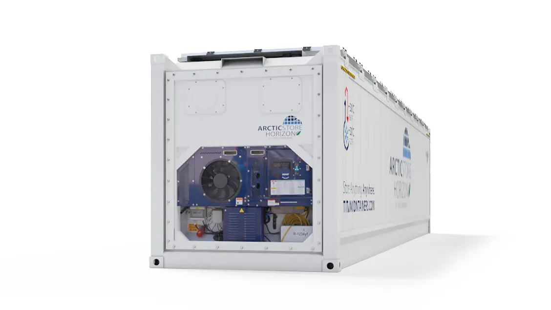 40ft ArcticStore Horizon avec Panneaux Solaires Vue arrière