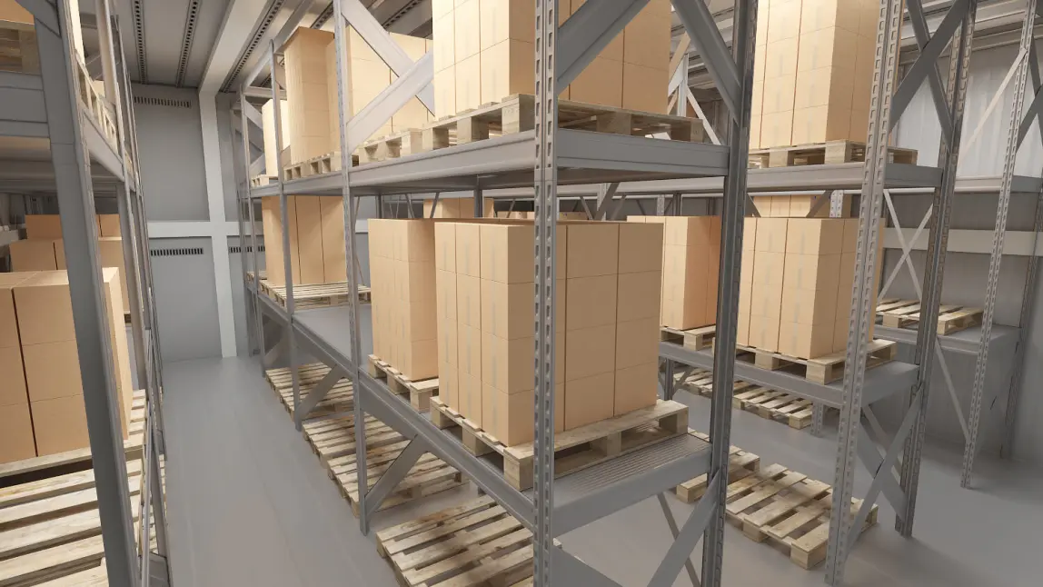 Vue intérieure d'un conteneur de stockage à température contrôlée Arctic MegaStore, doté de parois et d'un plancher isolés